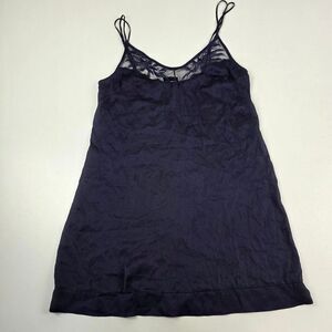 La Perla Malizia Silk Slip Dress Chemise Nightgown Navy Lace Size 1 (XS/S)